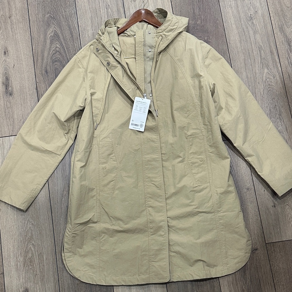 Athleta Khaki Hooded Rain Coat